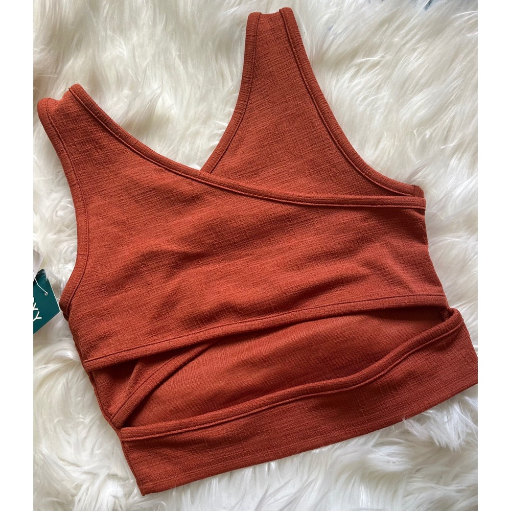 Roxy Ribbed Tank Crop in Rust - Picture 3 of 6